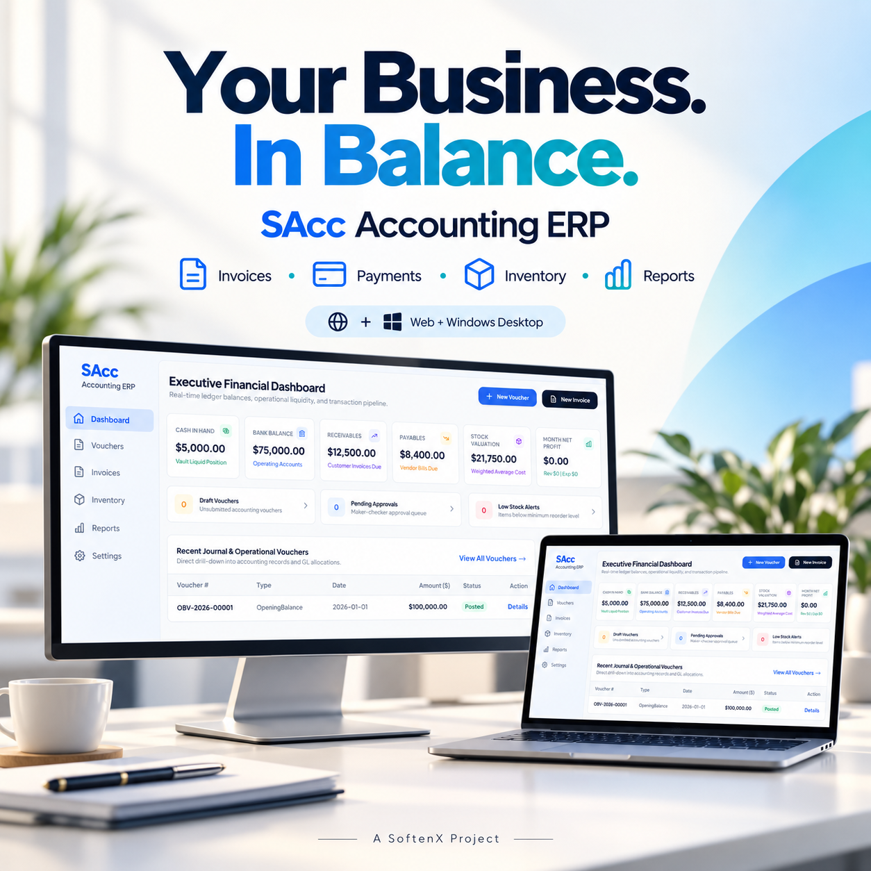 SAcc Accounting ERP — Web & Windows Desktop